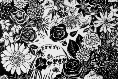 Garden. Linocut, 
Size of plate 63 x 44 cm, 2016.