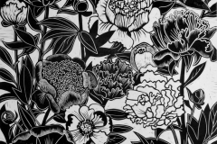 Peonies. Linocut Size of plate 63 x 44 cm, 2016