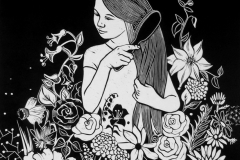 Summer in the garden. Linocut, size of plate 63 x 44 cm, 2016.